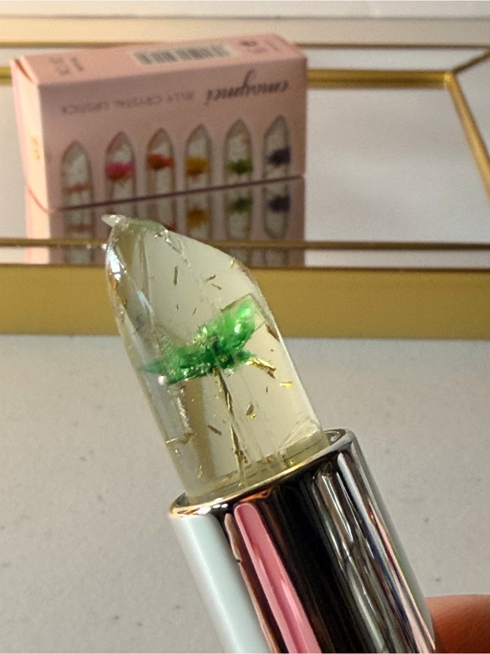 Crystal Clear Floral Jelly Lipstick - Green